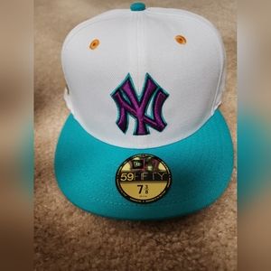 EXCLUSIVE HAT CLUB 59fifty Teal Lime New York Yankees 1999 World Series Patch